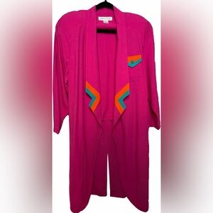 ✨ Vintage 80s Hot Pink Colorblock Duster by SideEffects – Made in USA ✨